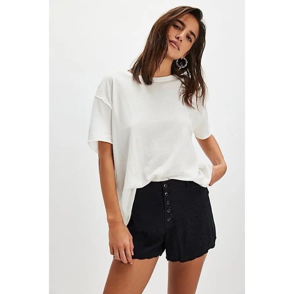NWT Free People Claudia Tap Button-Fly Shorts Retro High Waist 8